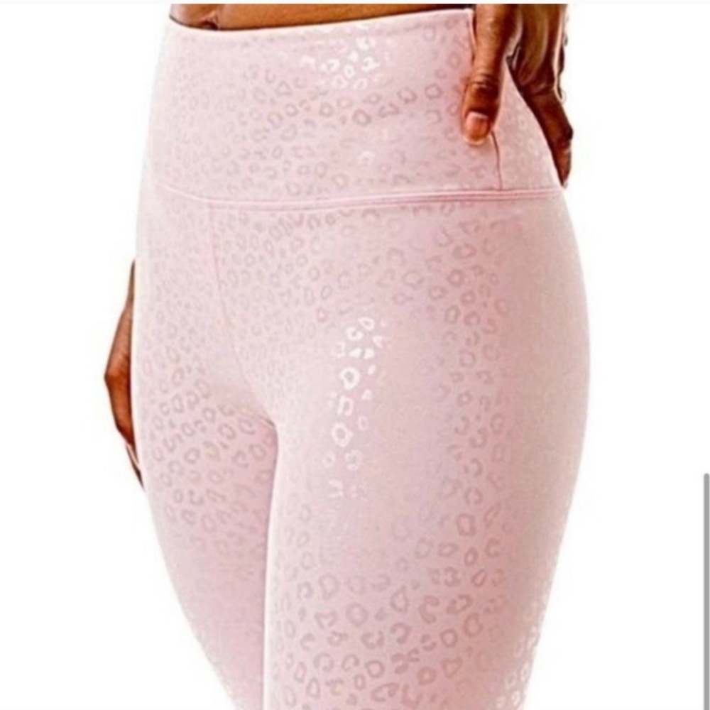 NWOT zyia active pink leopard holographic  light n tight high- rise